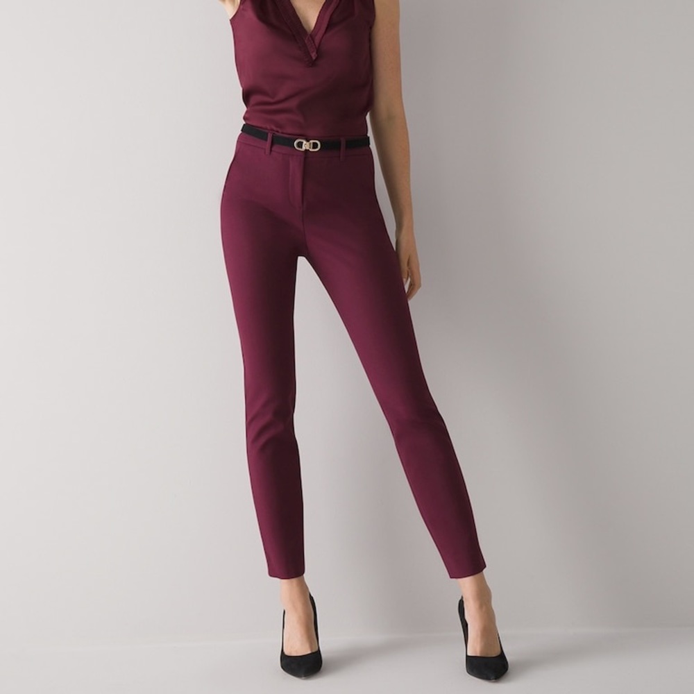 Comfort Stretch Slim Ankle Dress Pants - Maroon